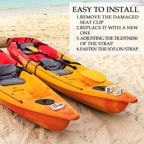 Zonon 4 Pcs Aluminum Kayak Seat Clips and Hooks, Replacement Kit for Kayak Seat Repair and Accessories