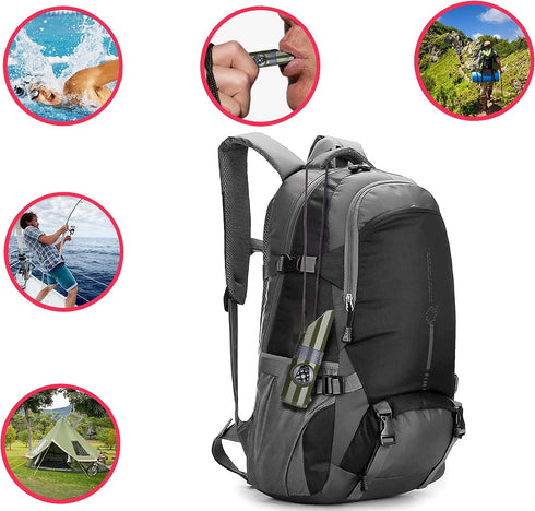 Outdoor Survival Whistle, High Decibel Safety Whistle with Compass, Reflector, LED Flashlight, Perfect for Camping