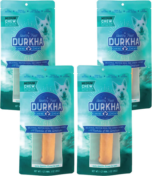 Yak Cheese Chews: Himalayan Yak Cheese Dog Chews - Natural, Healthy, Long Lasting Treats, 4 Pack of Medium