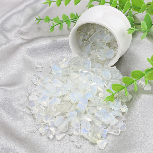 Opal Crystal Chips Bulk for Fish Tank Decorations, Aquarium Rocks Gravel, 0.44 lbs for Candle Making & Plants