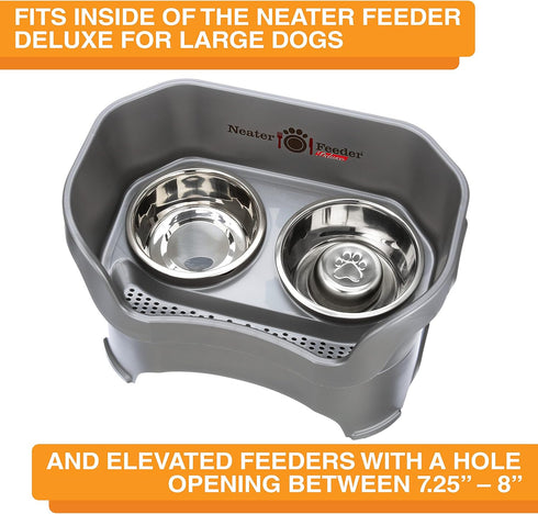 Neater Pet Brands Stainless Steel Slow Feed Bowl for Dogs or Cats - 3 Cup, Fits Neater Feeders & Other Raised Feeders