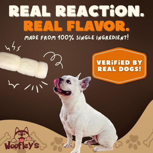 Woofley's 5-6" -(10 Count)- Buffalo Beef Cheek Roll Beef Cheek Rolls for Dogs - Long Lasting Natural Dog Chews