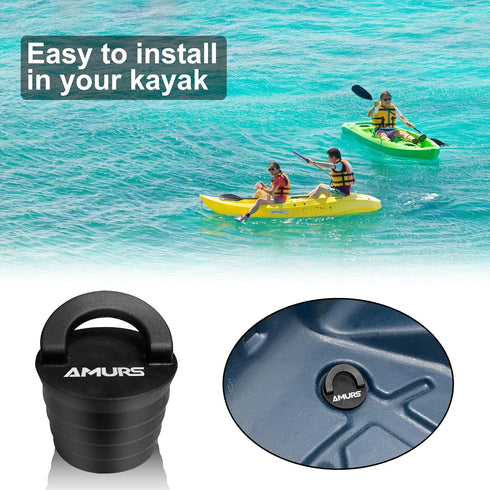 Kayak Carry Handles - Accessory Kit with T-Handle, 8 Feet Bungee Cord, Rivet Pad Eyes for Canoe