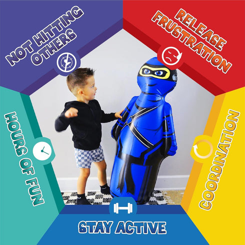 Small Ninja 40 Inches Kids Punching Bag, Filled Bop Bag for Indoor Outdoor Fun