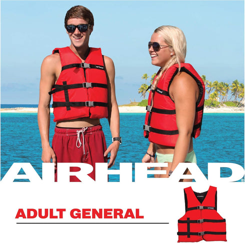 Airhead General All Purpose Life Jacket, US Coast Guard Approved Type III Life Vest, Perfect for Boating and Personal