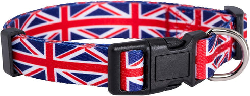 Native Pup Union Jack UK British Flag Dog Collar, Medium