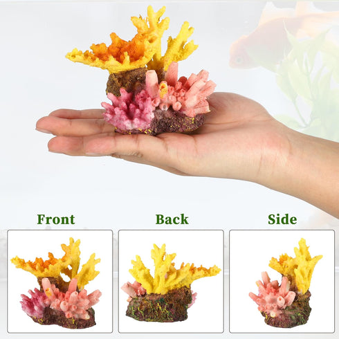 Aquarium Coral Reef Decor, Artificial Resin Coral Decoration Ornaments for Goldfish Betta Fish Tank Accessories