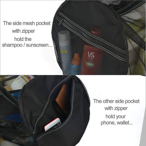 XXL Mesh Dive Bag for Scuba or Snorkeling, Extra Large Beach Tote with Zipper Pockets, Ideal for Pool Trip