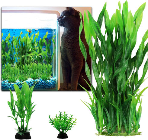 Aquarium Plants 20pcs, Fish Tank Decor Green Artificial Decorations for Household and Office Aquarium Simulation