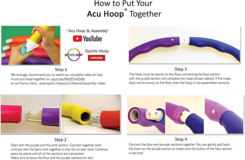 Weighted Hula Hoop, ACU Hoop 3L - 3.3 lb Large Weight Loss Fitness Workout Sports Hoop with Ridges, Rainbow Colors