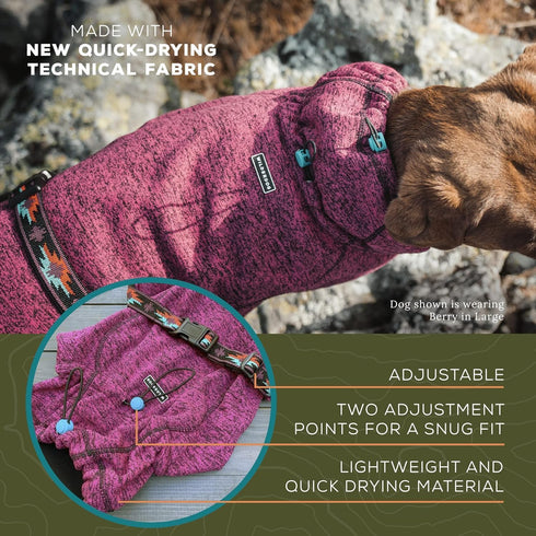 Wilderdog Fleece Dog Jacket, Neoprene Neck Gaiter, Medium, Pacific Blue