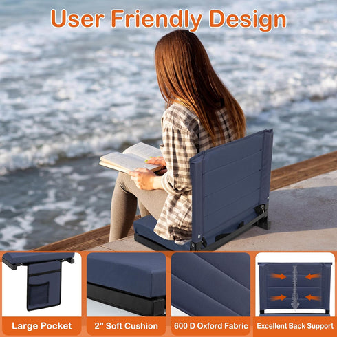 HUMARIEY Heated Stadium Seats with Backrest for Bleachers, Portable Heated Bleacher Seat with Shoulder Strap