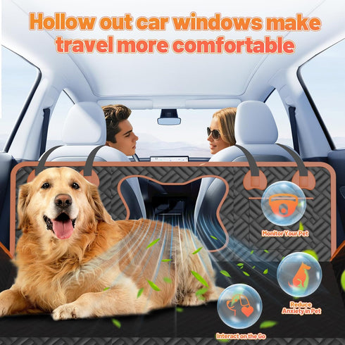 Diiouogs Hammock 400lb Dog Car Seat Cover for Back Seat Waterproof Pet with Hard Bottom Sturdy Backseat Extender