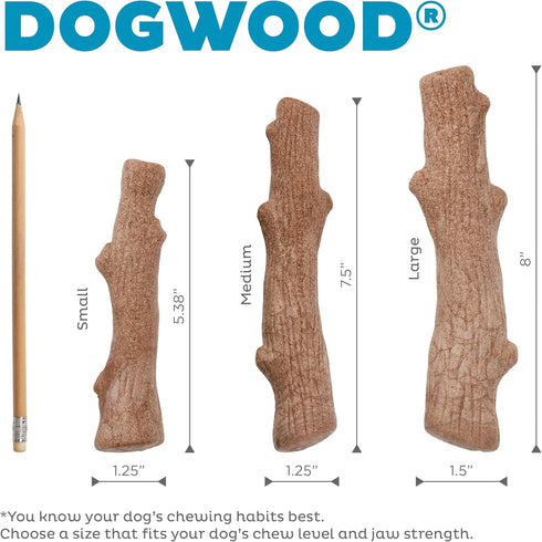 Outward Hound Dogwood Durable Chew Toys, Real Wood & Calming Hemp, 2-Pack, Medium