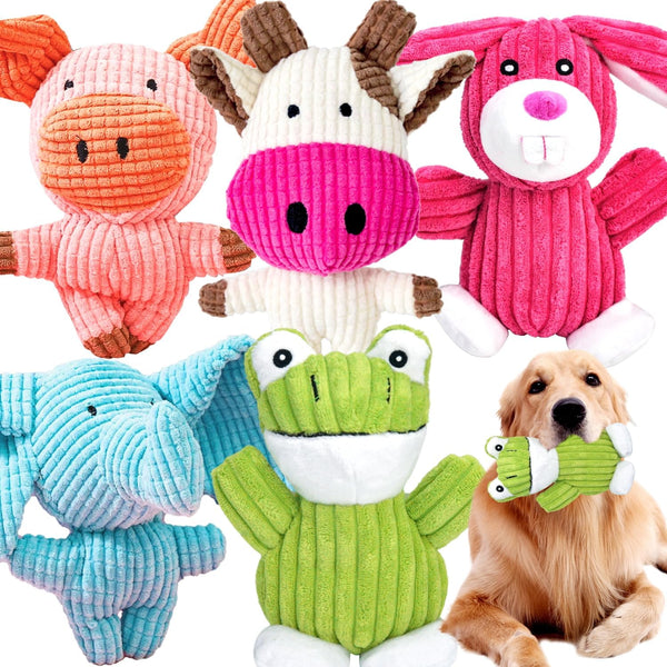 MRSOHRET 5 Pack Squeaky Dog Toys, Tough Stuffed Plush Puppy Tough Chew