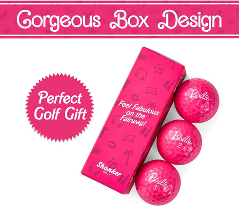 Shanker Golf Balls - Birdie Pink Golf Balls, Funny Gift for Women (Sleeve of 3, Novelty)