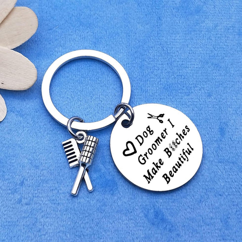 Dog Groomer Gift Keychain, Thank You Gift for Dog Hairdresser, Hair Stylist Appreciation Jewelry for Dog Lovers