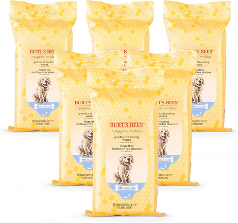 Burt's Bees for Pets Puppy Wipes - Tearless Cleaning & Grooming Solution for Dogs - 50 Count - 6 Pack