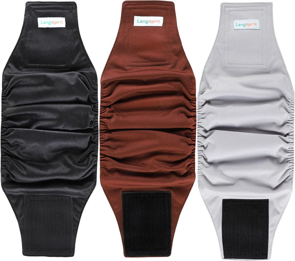Langsprit Male Belly Bands for Dogs (Pack of 3) - High Absorbing