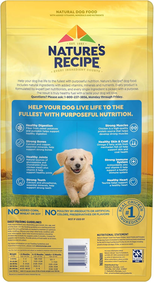 Nature's Recipe Grain Free Puppy Dry Dog Food, Chicken, Sweet Potato & Pumpkin, 4 lb. Bag