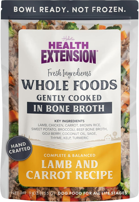 Health Extension Gently Cooked Pouches for Dogs, Lamb and Carrot, 9oz Single Pouch