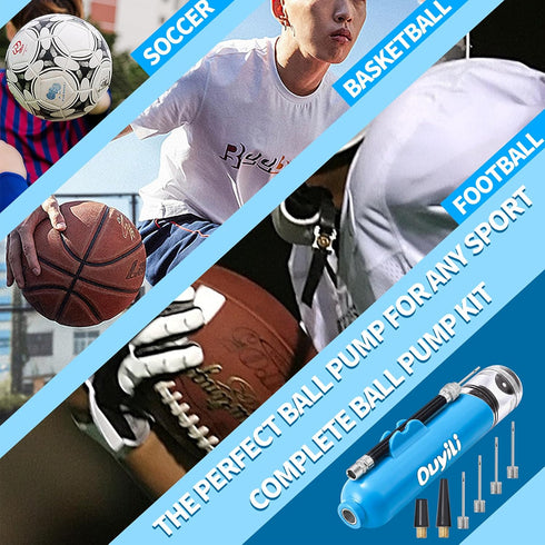 Sports Ball Pump Kit - Portable Air Pump Two-Way Dual Action Inflatable Perfect for Basketballs, Soccer Balls and More