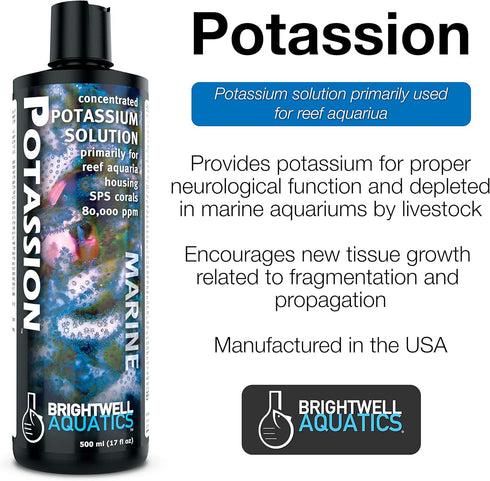 Brightwell Aquatics Potassion - Liquid Potassium Supplement for Marine Reef Fish Aquariums