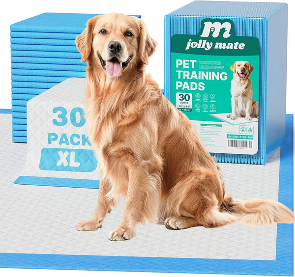 JollyMate 28"x34" Dog Pee Pads Extra Large, 30 Pack X-Large Super Absorbent