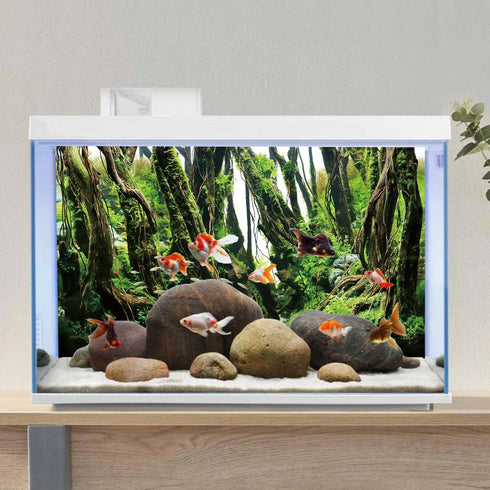 AWERT 36x24 inches Tree Branches Aquarium Background - Green Algae River Bed & Lake Fish Tank