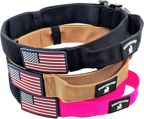 Tactical Dog Collar with Handle - Heavy Duty 1.5 Inch Wide Collar for Large Dogs with Quick Release Metal Buckle
