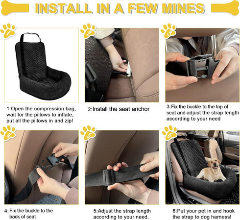 Dog Car Seat for Small Medium Dogs,Detachable Washable Travel Safety Pet Booster Seat, Comfy Ultra Soft