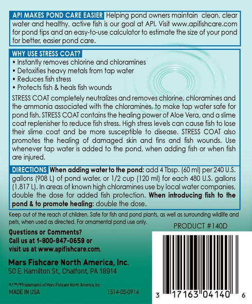 API POND STRESS COAT Pond Water Conditioner, 64 Fl Oz Bottle