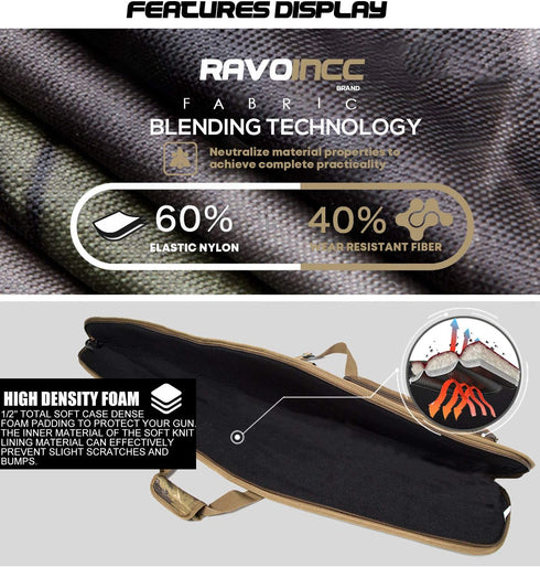 3 46 52 Inch RAVOINCC Rifle Case Soft Shotgun Cases - Water Resistant Gun Carry Bag for Scoped Rifles with Accessory