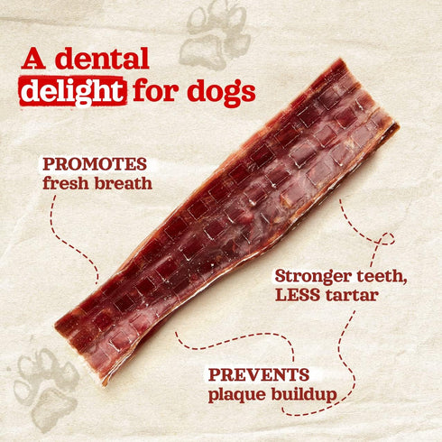 5-Inch (20-Pack), Natural Farm Beef Jerky Gullet Sticks Flat - Grass-fed Beef, Glucosamine & Chondroitin, Rich Flavor