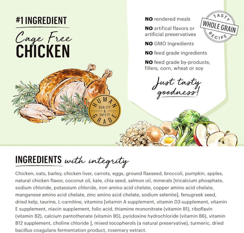The Honest Kitchen Whole Food Clusters Whole Grain Chicken & Oat Dry Dog Food, 1 lb Bag