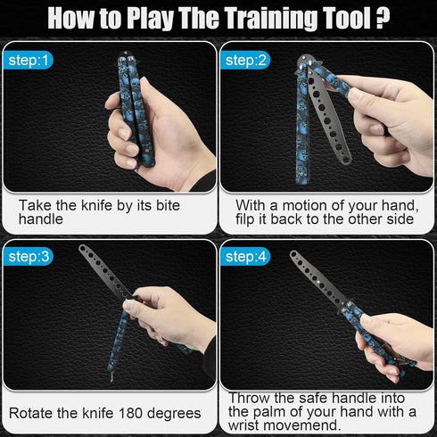 MORDEN MS Practice Finger Trainer Tool, Steel Metal Folding Balisong Tool with Latch for Training and Flipping Tricks