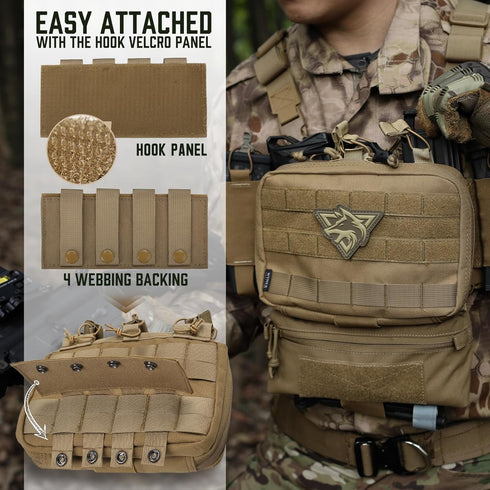 WYNEX Tactical Mag Admin Pouch, Molle Utility Tool Pouch with Triple Stacker Magazine Holder for M4 M16, Medical EMT