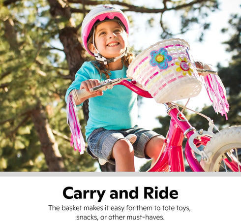 Schwinn Kids Bike Basket with Light-Up Flowers, Motion Activated, Fits Most Handlebars, Easy to Install
