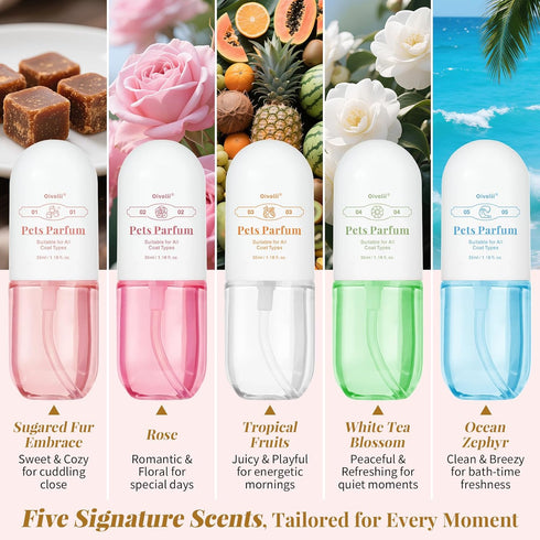 Generic Set 5 Dog Cologne & Pet Perfume Gift Long Lasting Scents for Dogs & Cats Natural, Alcohol-Free Pet Fragrance