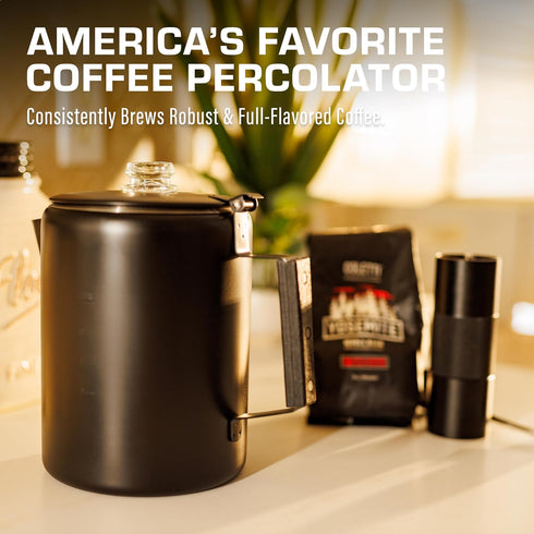 Bozeman [12 COLETTI Black Percolator Coffee Pot Camping Coffee Pot Americas Sleekest Percolator NO Aluminum or Plastic