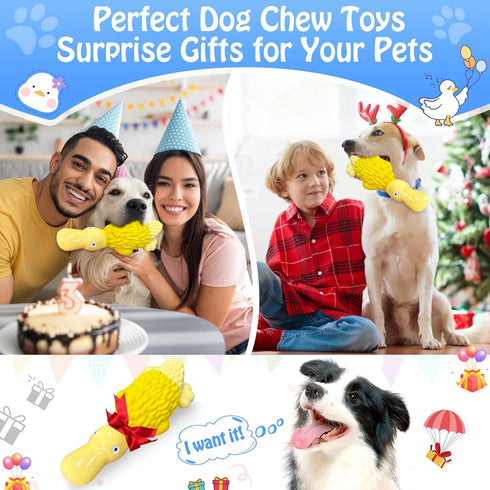 Dog Toys for Aggressive Chewers, Tough Large Squeaky Dog Toys for All Breed Sizes (Yellow)