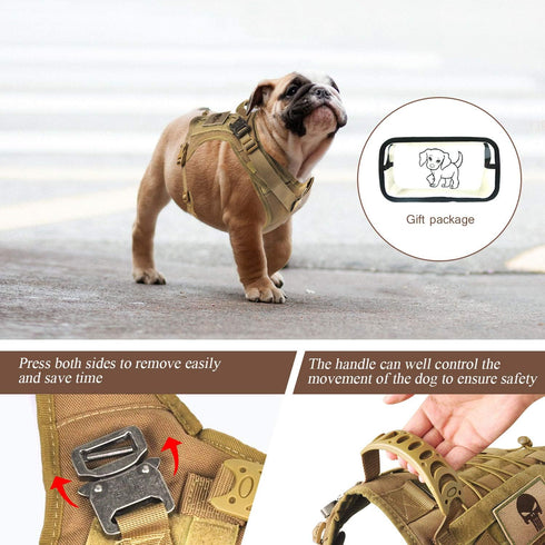 Tactical Service Dog Vest Harness, K9 Military Molle Vest for Outdoor Training, Wear-Resisting with Rubber Handle