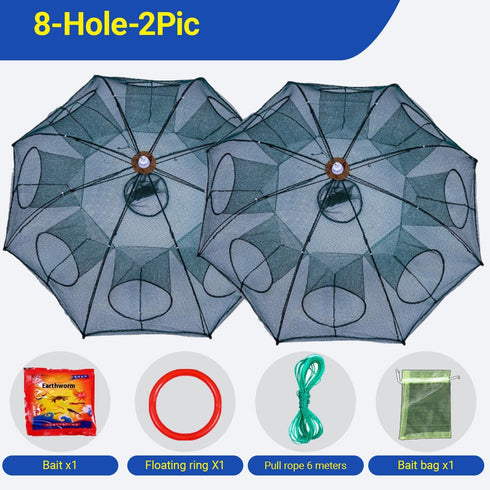 Generic 2 Pack 32ft Foldable Crawfish Trap, Heavy Duty Collapsible Minnow Crab Trap with Specialized Escape Vents