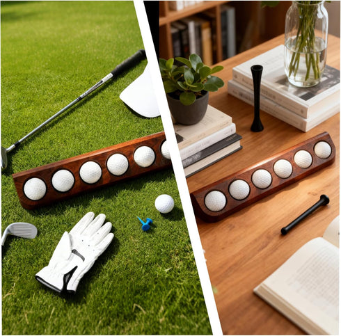 HPZIHYNAP 2-Pack Walnut Wood Golf Ball Display Case Wall Mount - Golf Ball Holder for Collector Sport Memorabilia Decor