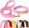 GAMUDA Velvet Dog Collar and Leash - Super Soft Heavy Duty Gold Buckle, Adjustable Easy to Clean (XL, Pink)