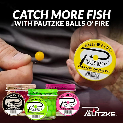 Pautzke Balls O' Fire Salmon Eggs Bait, Real Salmon Eggs for Trout Fishing, Soft Fish Eggs for Salmon Fishing