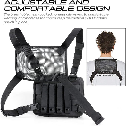 WYNEX Tactical Mag Admin Pouch, Molle Utility Tool Organizer with Triple Stacker Magazine Holder for M4 M16, Patch