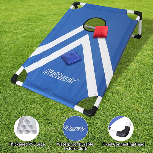 Set Set 2 8 Portable Cornhole PVC Framed Corn Holes Outdoor Game with Cornhole Boards, Cornhole Bean Bags and Carrying