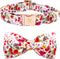 Elegant Pink Rose Print Dog Collar, Durable Cotton Adjustable Pet Collar with Metal Buckle for X-Small Dogs