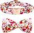 Elegant Pink Rose Print Dog Collar, Durable Cotton Adjustable Pet Collar with Metal Buckle for X-Small Dogs
